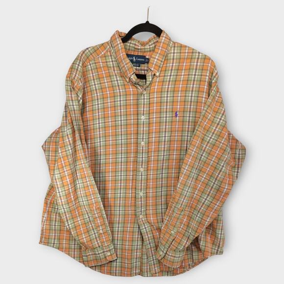 Ralph Lauren Other - Mens Ralph Lauren Classic Fit Orange Green Plaid Button Down Shirt XXL